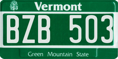 VT license plate BZB503