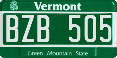 VT license plate BZB505