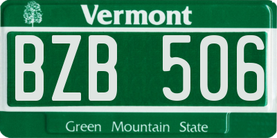 VT license plate BZB506