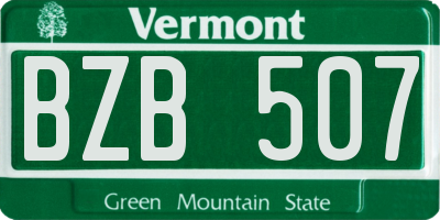VT license plate BZB507