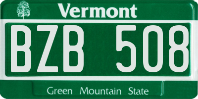 VT license plate BZB508