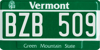 VT license plate BZB509