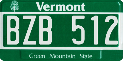 VT license plate BZB512