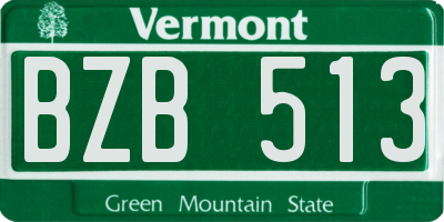 VT license plate BZB513