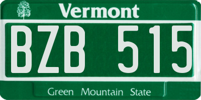 VT license plate BZB515