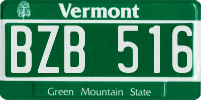 VT license plate BZB516