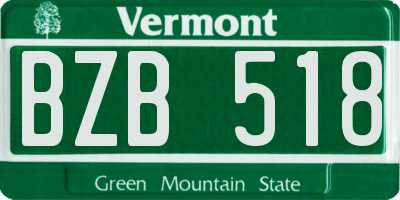 VT license plate BZB518