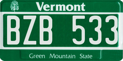 VT license plate BZB533