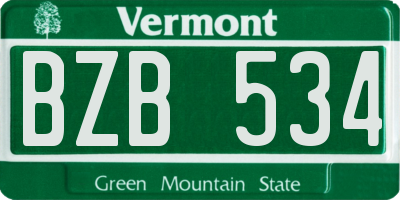 VT license plate BZB534
