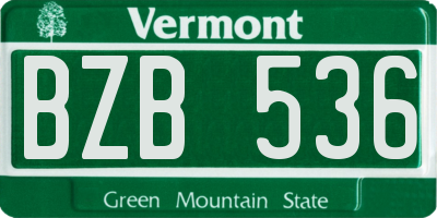 VT license plate BZB536
