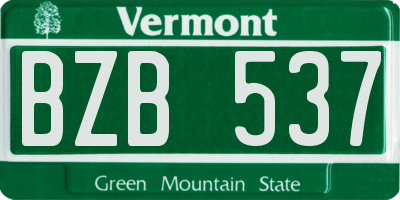 VT license plate BZB537