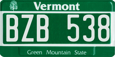 VT license plate BZB538