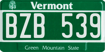 VT license plate BZB539