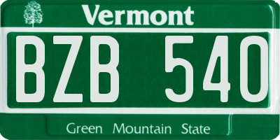 VT license plate BZB540