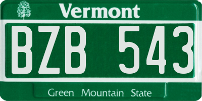 VT license plate BZB543