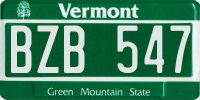 VT license plate BZB547