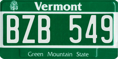 VT license plate BZB549