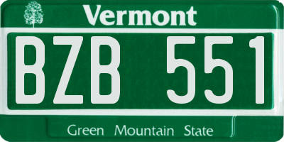 VT license plate BZB551