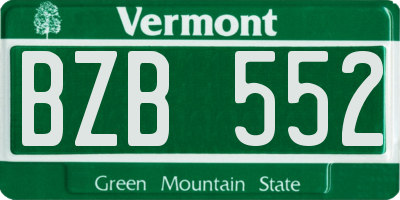 VT license plate BZB552