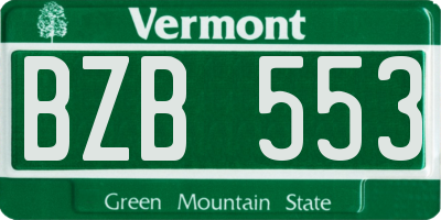 VT license plate BZB553
