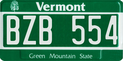 VT license plate BZB554