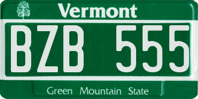 VT license plate BZB555