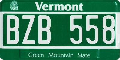 VT license plate BZB558