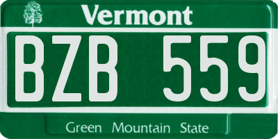 VT license plate BZB559