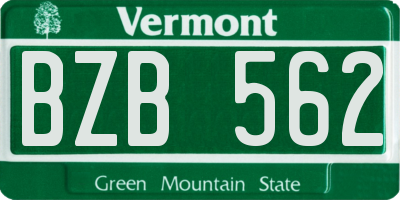 VT license plate BZB562