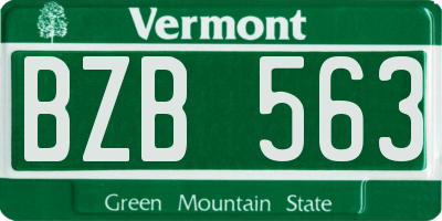 VT license plate BZB563