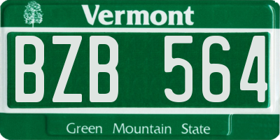 VT license plate BZB564