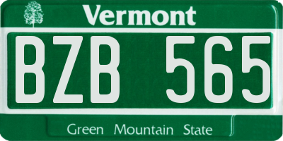 VT license plate BZB565