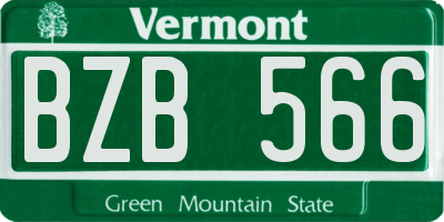 VT license plate BZB566