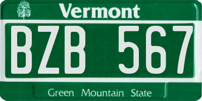 VT license plate BZB567