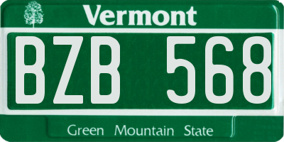 VT license plate BZB568