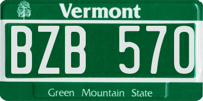 VT license plate BZB570