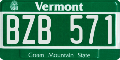 VT license plate BZB571