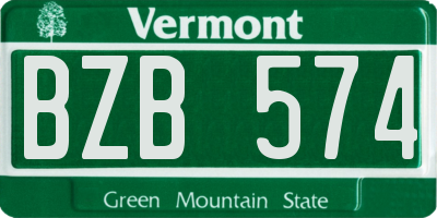 VT license plate BZB574