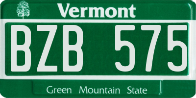 VT license plate BZB575