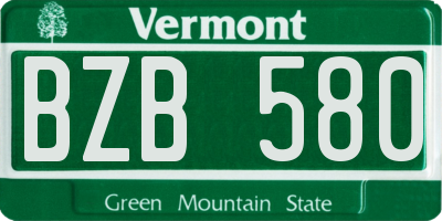 VT license plate BZB580