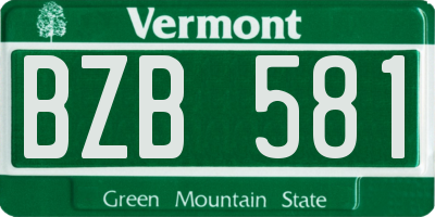 VT license plate BZB581