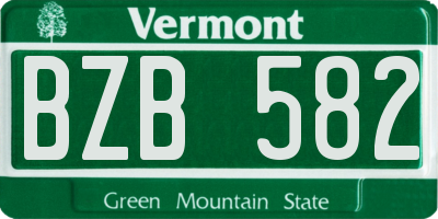 VT license plate BZB582