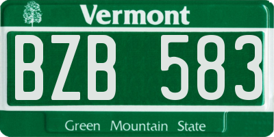 VT license plate BZB583