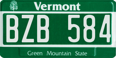 VT license plate BZB584