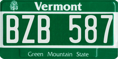 VT license plate BZB587