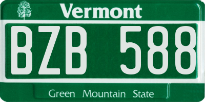 VT license plate BZB588