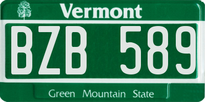 VT license plate BZB589