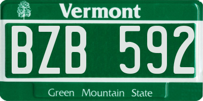 VT license plate BZB592
