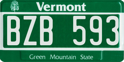 VT license plate BZB593
