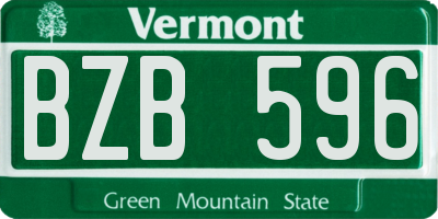 VT license plate BZB596